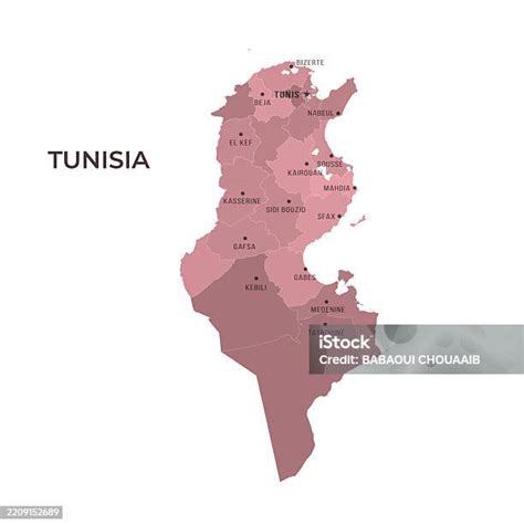 Карта Туниса с регионами